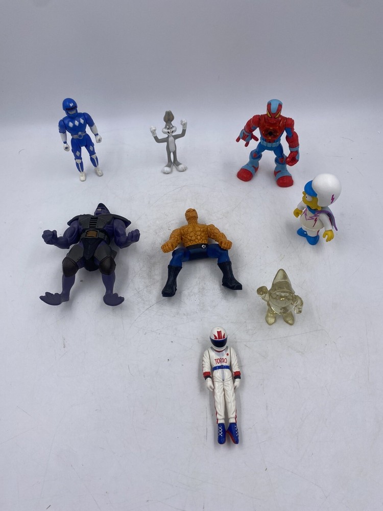 Lot of 8 Mixed Vintage Action Figures The Thing, Bugs Bunny, Mighty Roar, Bart