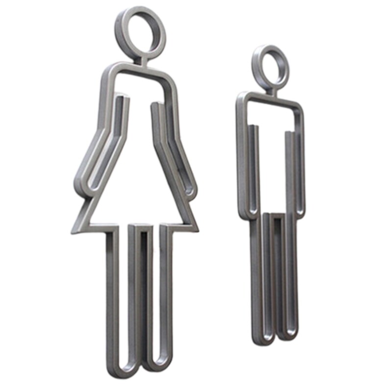 Men & Women Restroom Sign - Self-Adhesive Bathroom Door Sticker