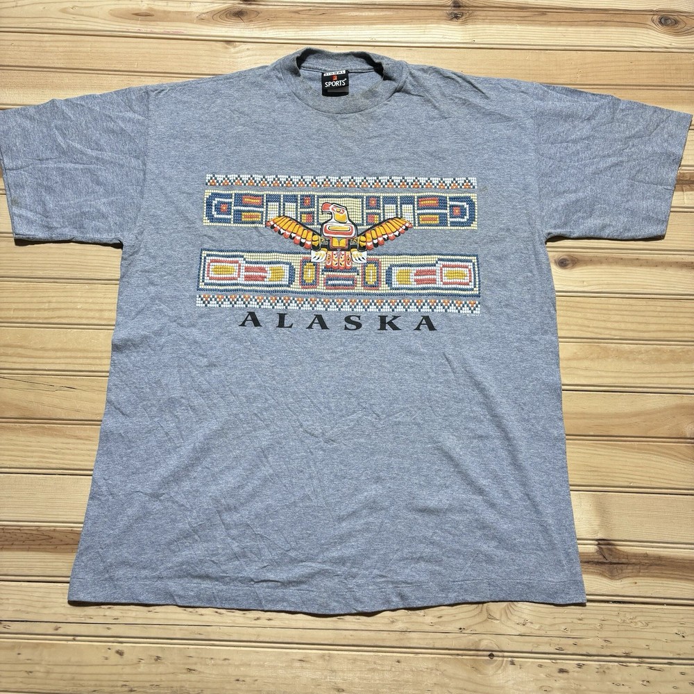 Vintage 90s Alaska Native American Tribe Culture Puff Print Eagle Shirt Size XL