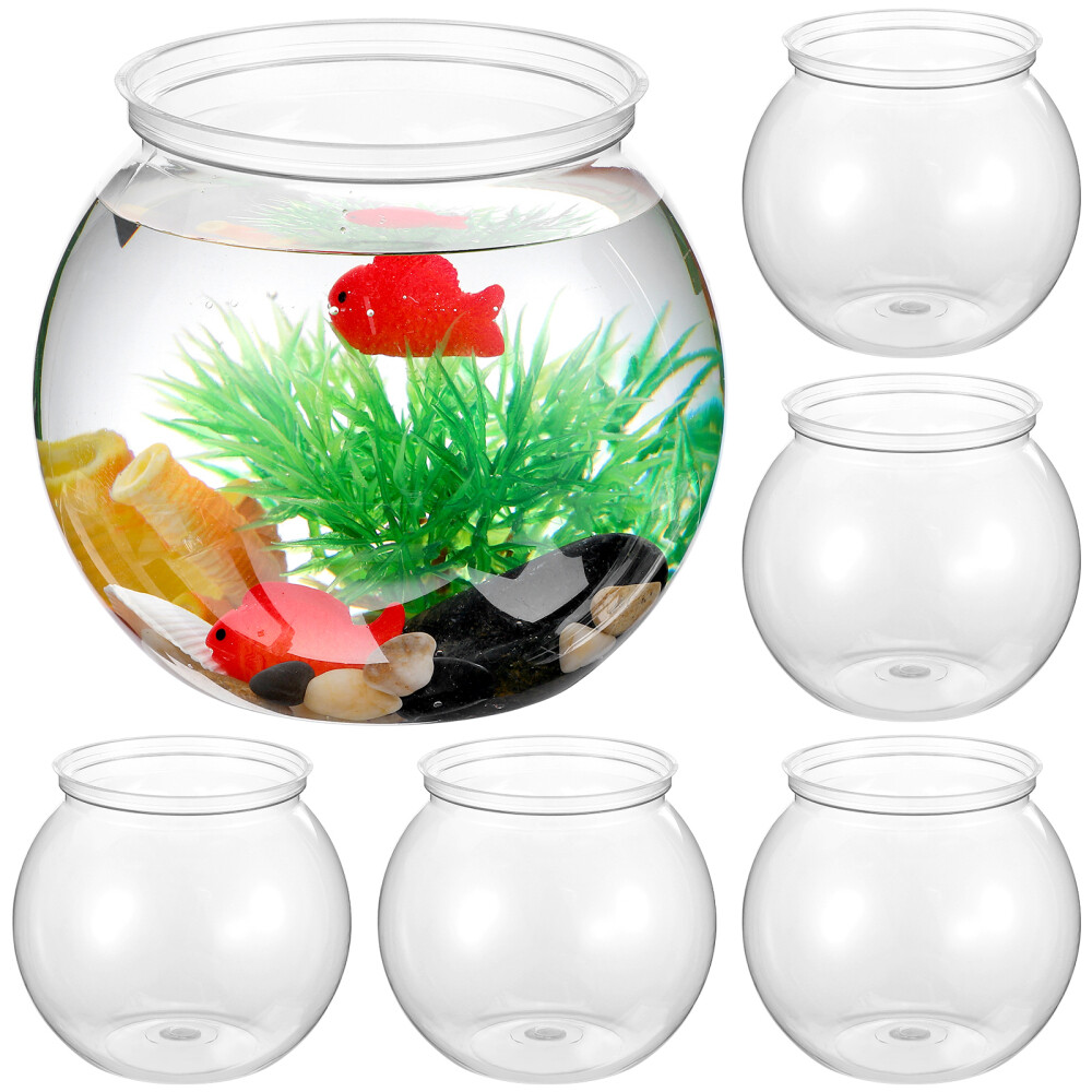 6 Pcs Round Fish Tank Transparent Multi-functional Bowl Office