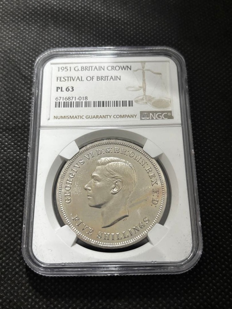 1951 Crown Cupronicken Coin G.Britain Crown NGC PL63
