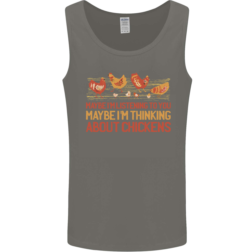 Funny Thinking About Chickens Farm Farmer Mens Vest Tank Top