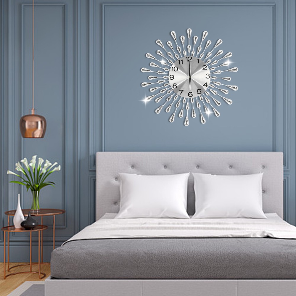 19.7 Inch Large Wall Clock Modern Big Crystal Non-Ticking Quiet Wall Clock Decor