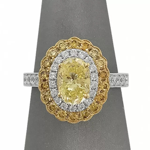 Oval Cut Yellow Citrine Wedding Ring for Women in 14k Gold Plated