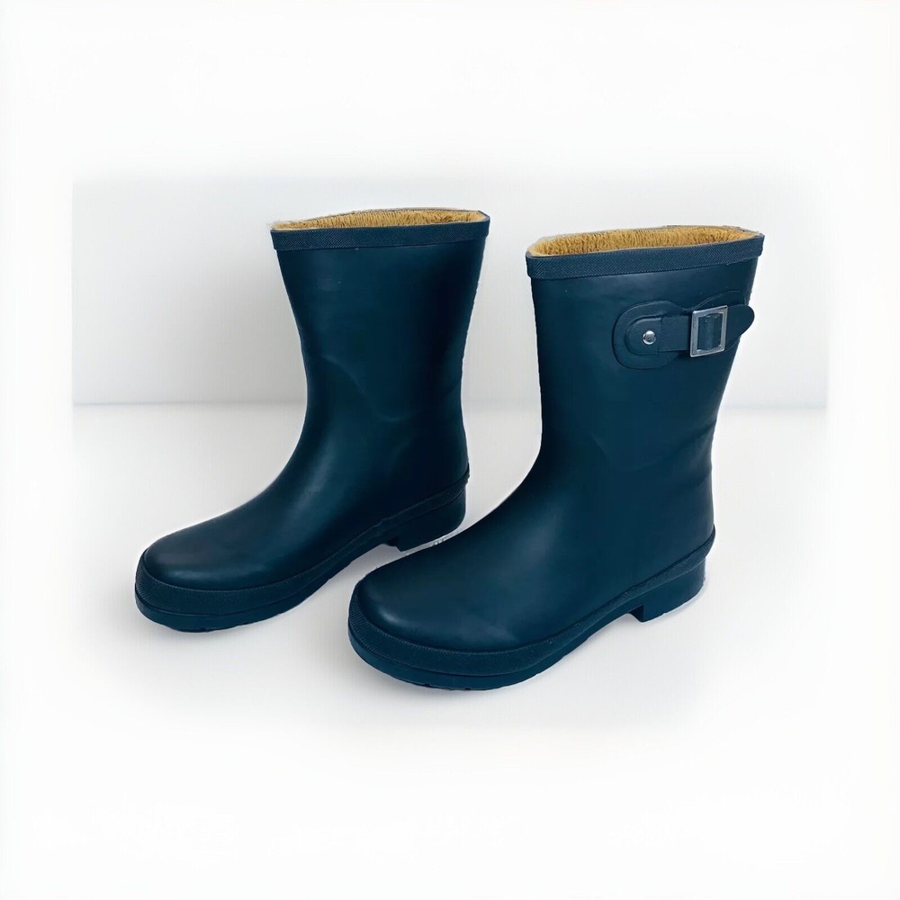 Chooka Womens Black Faux Fur Lined Mid Calf Rain Boots Size 8