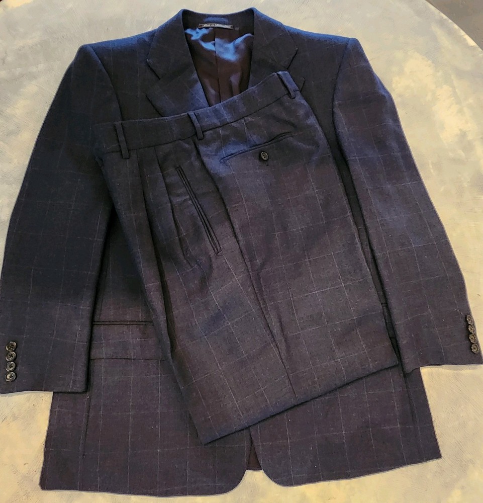 Men's Ermenegildo Zegna Suit Wool & Mohair Switzerland US Size 40 Navy