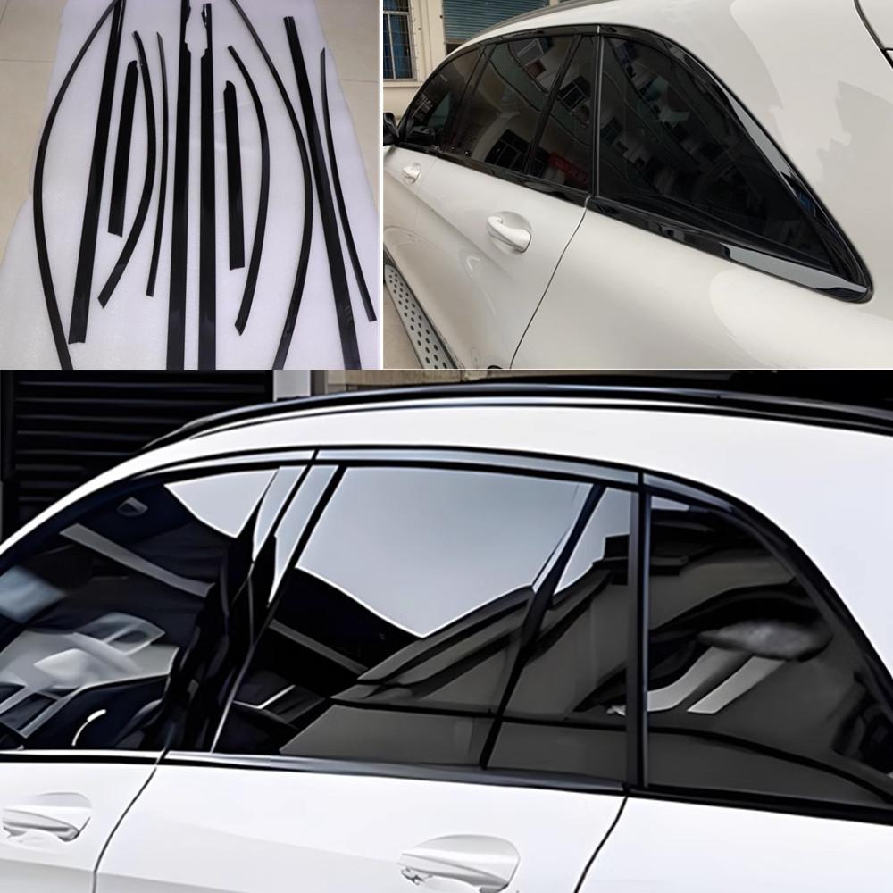 Car Window Trim Strip Cover Glossy Black For Mercedes Benz GLC-Class 2018-2021