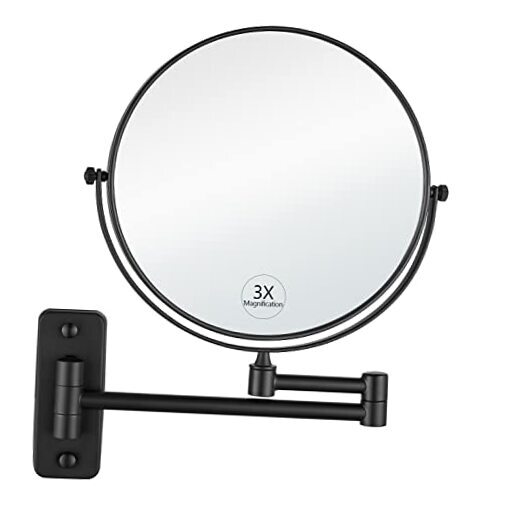 Wall Mounted Magnifying Mirror Pivoting Arm Double Sided Swivel Square Base