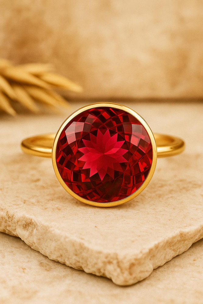 10 CT Natural Red Ruby Ring 14K Gold Plated On 925 Sterling Silver Jewellery