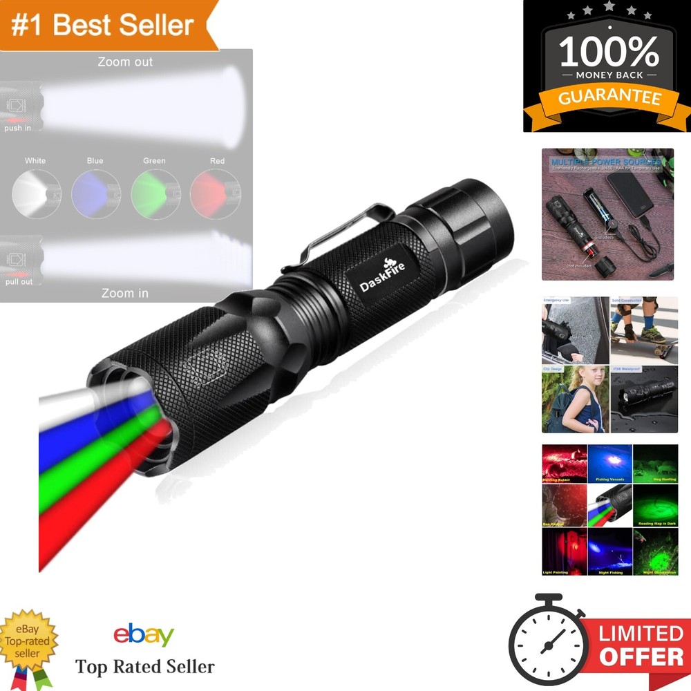 Emergency Multi-Color Flashlight with Charger & Bracelet for Camping  