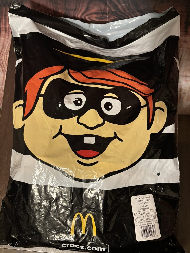 Crocs X McDonald’s Hamburglar Classic Clog Men's Size 10 Women's Size 12 - NEW