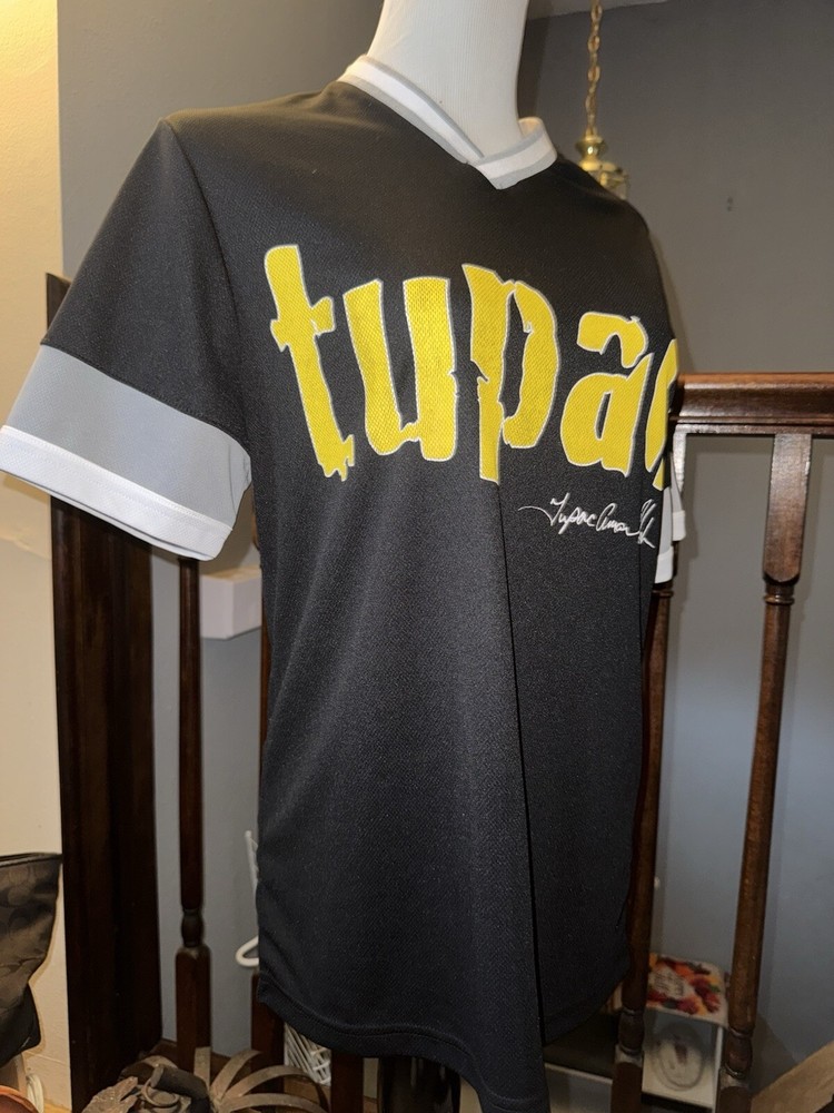 Black and Yellow Tupac Shakur 2Pac Jersey for Men in XS Size