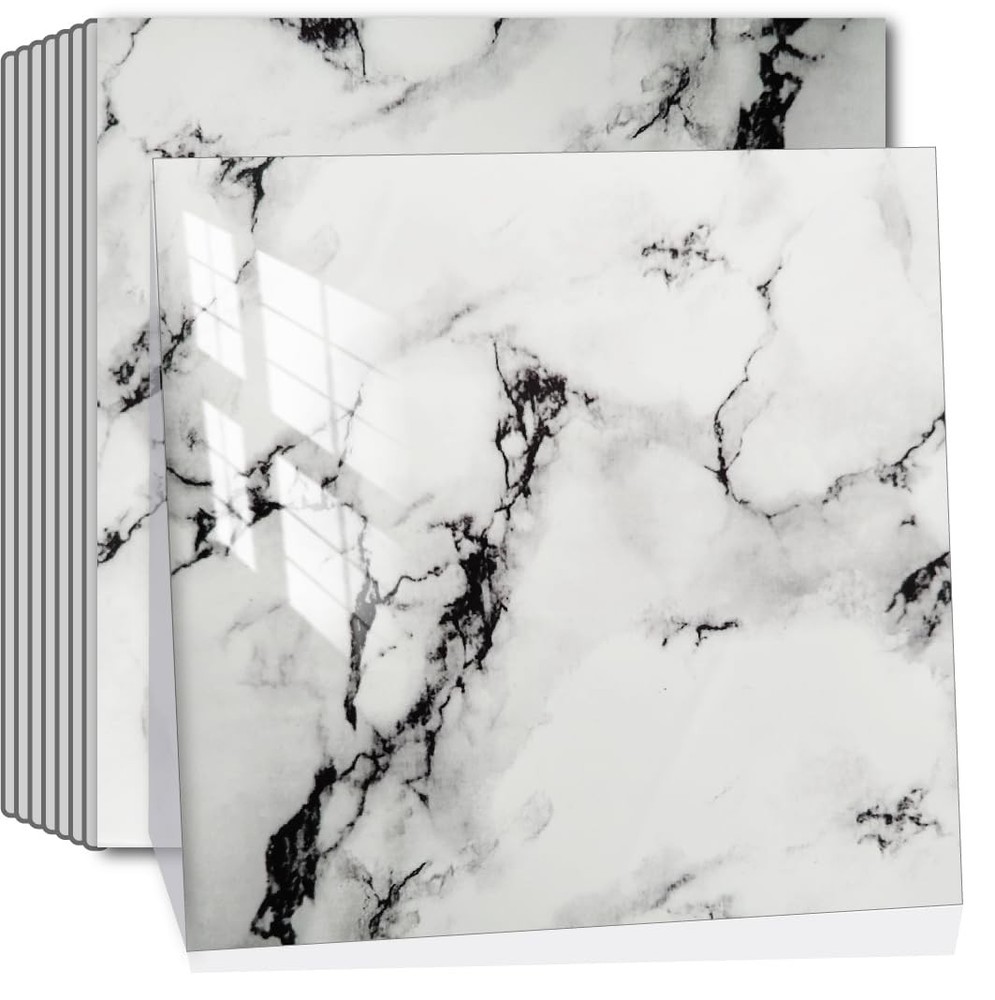 20-Pack Self-Adhesive Marble Look Peel & Stick Backsplash Tiles 12x12 Inch