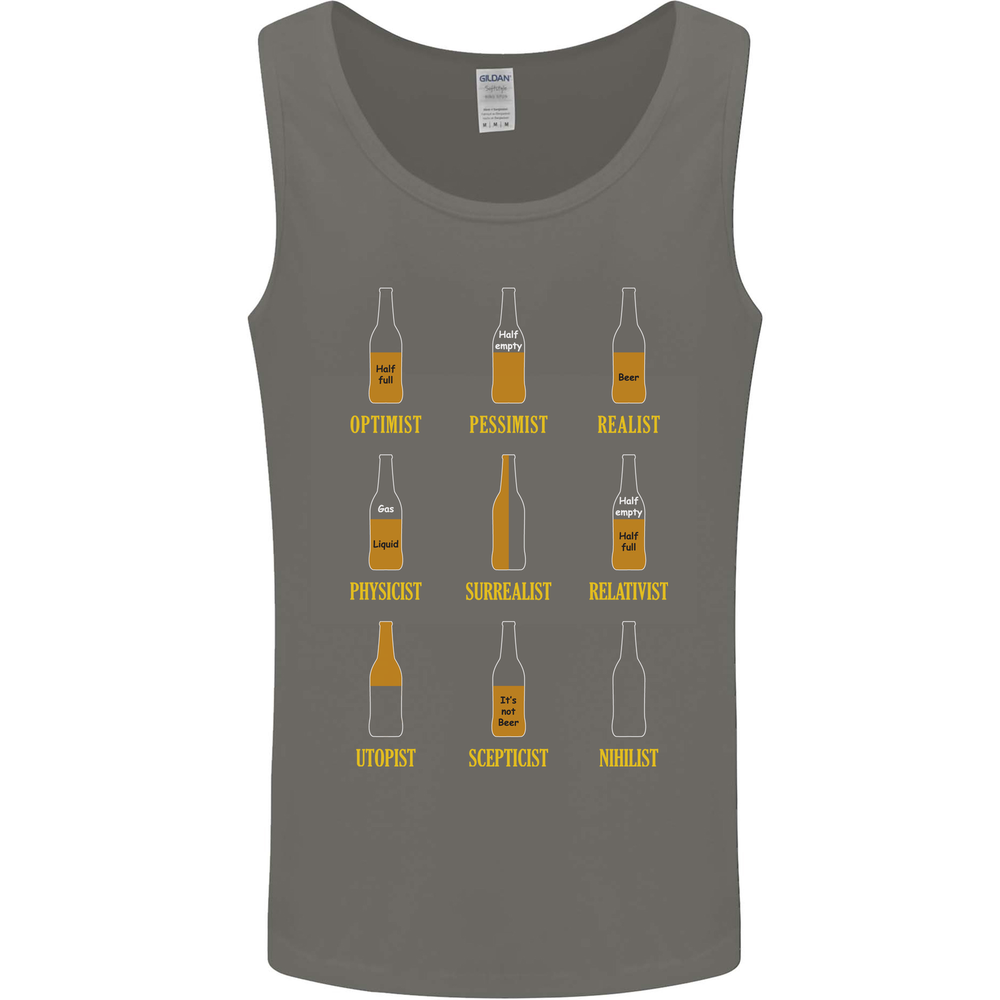 Optimism Pessimism Beer Alcohol Funny Mens Vest Tank Top