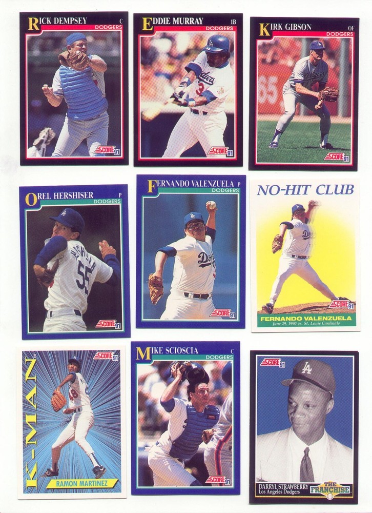 1991 Score DODGERS Team Set GEM MINT Valenzuela Hershiser