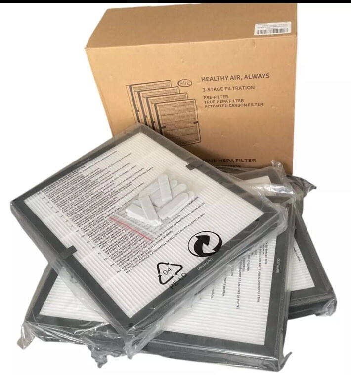 4-Pack E-200 H13 HEPA Filter Replacement Kit Compatible with LUNINO Air Purifier