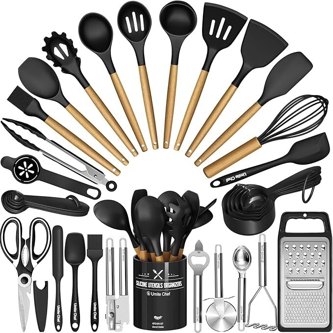 Kitchen Utensils Set- 34PCS Silicone Cooking Utensils with Holder