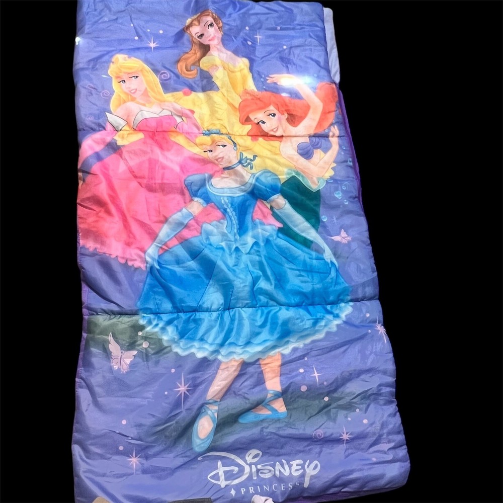 DISNEY Princess Zippered Sleeping Slumber Bag Belle Cinderella Ariel Aurora