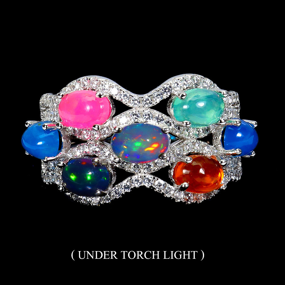 925 Sterling Silver Oval Fire Opal Ring 6x4mm Natural Gemstone Size 9