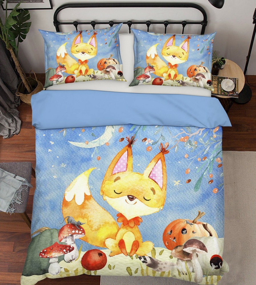 3D Fox Mushroom A151 Bed Pillowcases Quilt Duvet Cover Uta Naumann Zoe