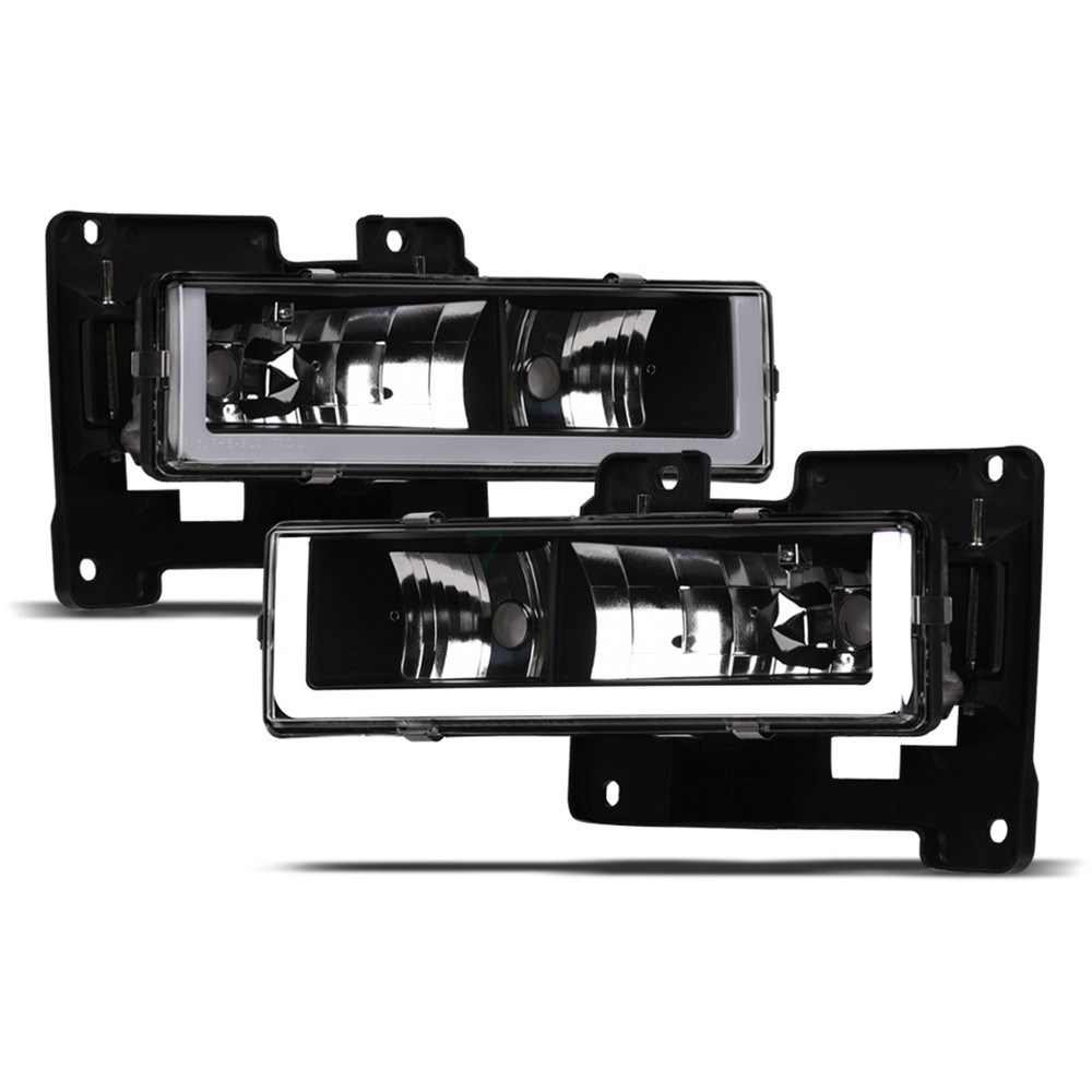 Topline For 1992-1999 C/K Suburban/Tahoe/Yukon LED Strip Bar Headlights - Black