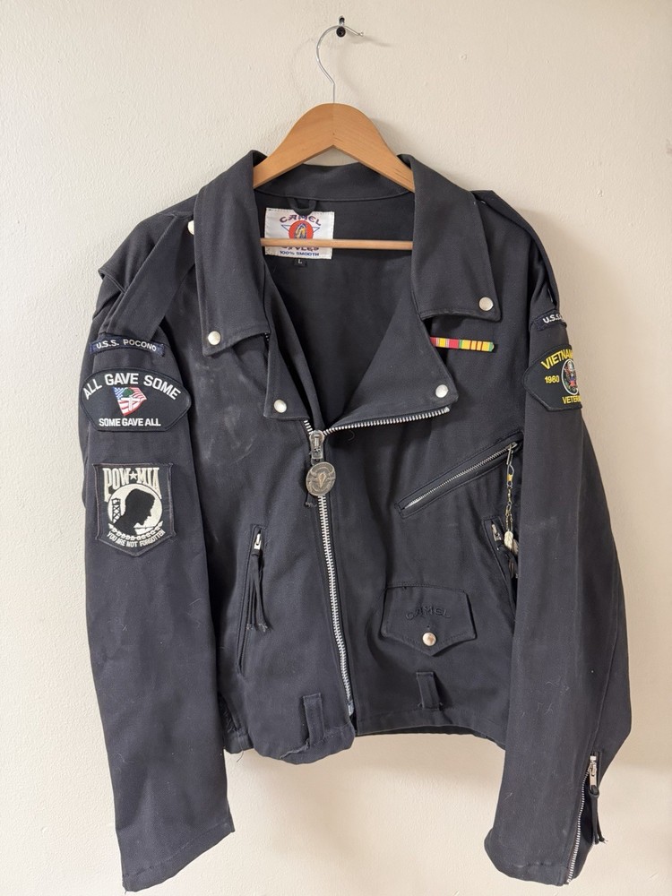 Vintage 1992 Camel Styles Motorcycle Cafe Racer Vietnam Souvenir Jacket RARE L