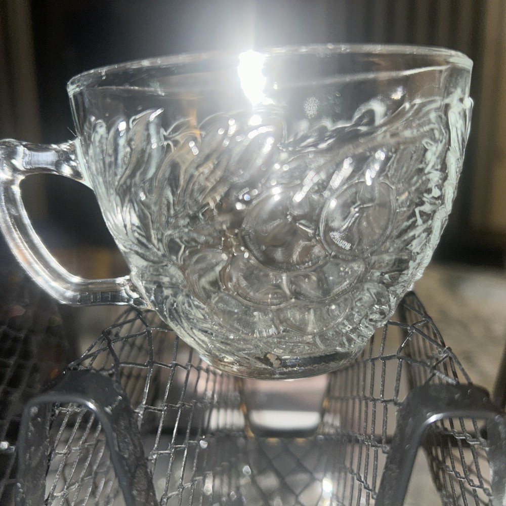 2 Grape & Vine &/or 2 Sm Leaf Design PunchBowl  Cups Vintage Anchor Hocking