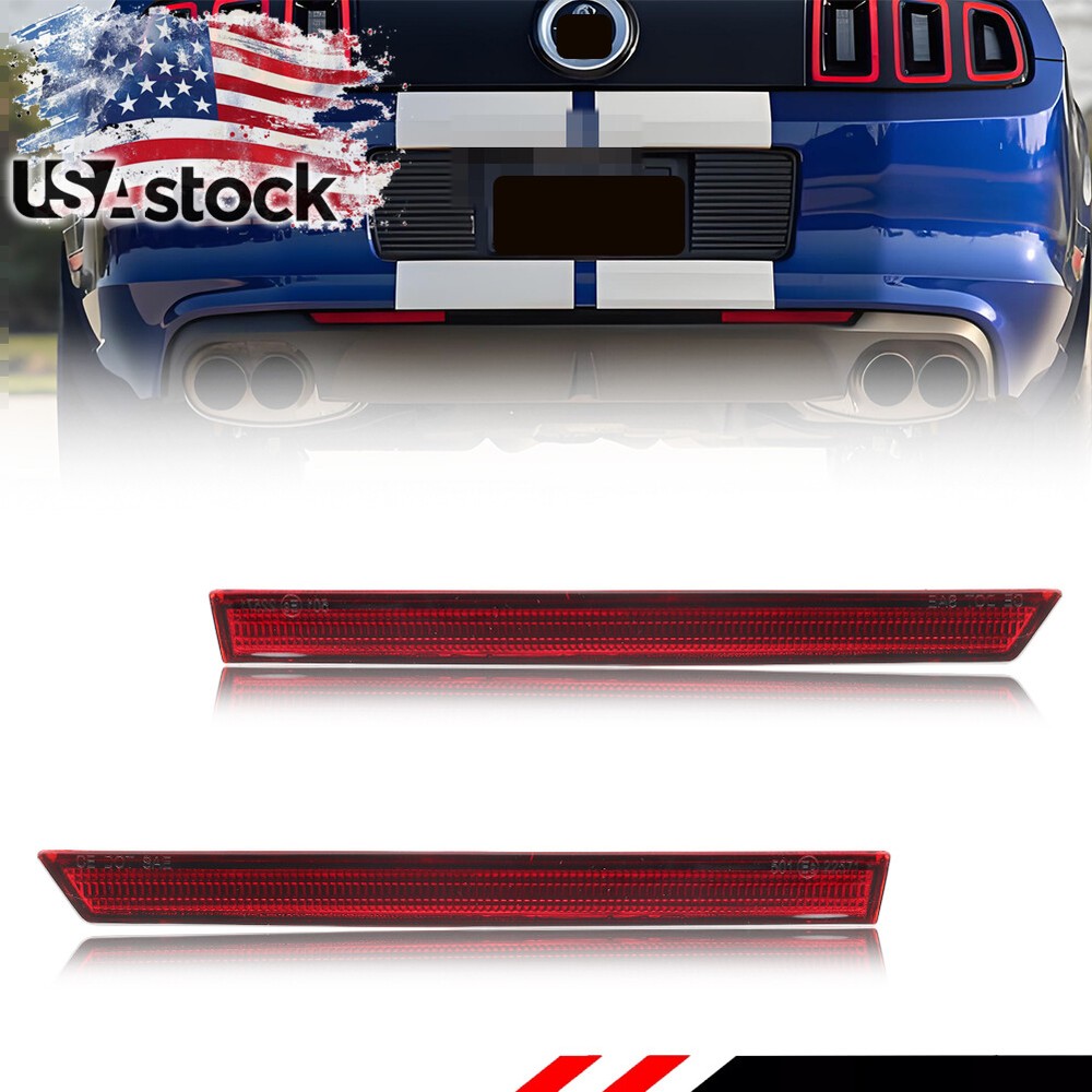 2PCS Red Lens Rear Bumper Reflectors Kit Set For 2013-2014 Ford Mustang