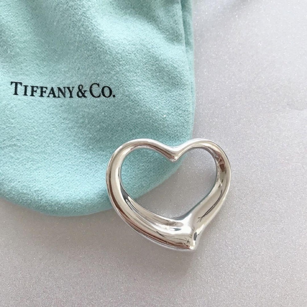 Tiffany & Co Open Heart XL 35mm Sterling Silver Pendant Necklace Pre-Owned