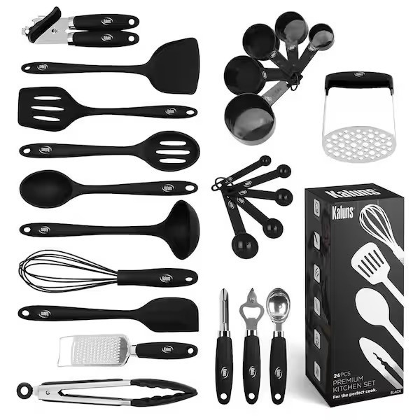 Nylon Black Stainless Steel Kitchen Utensils Set of 35 Cooking Tools