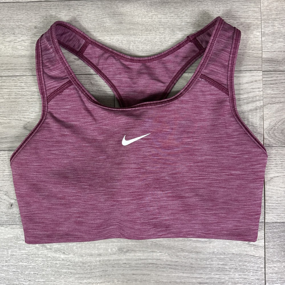 Women's Nike Dri-Fit Heathered Burgundy Swoosh Light Padded Sports Bra sz M