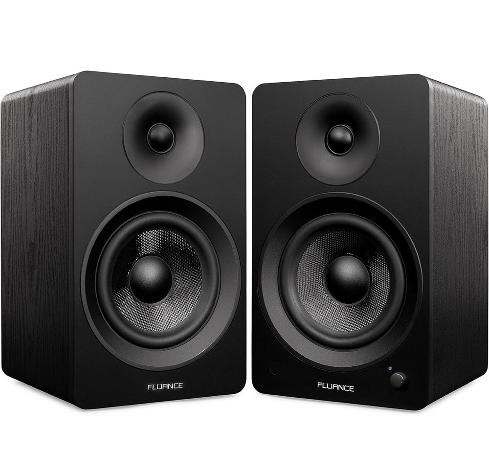 Fluance Powered 6.5'' Stereo Bookshelf Speakers for Turntable, TV PC & Bluetooth