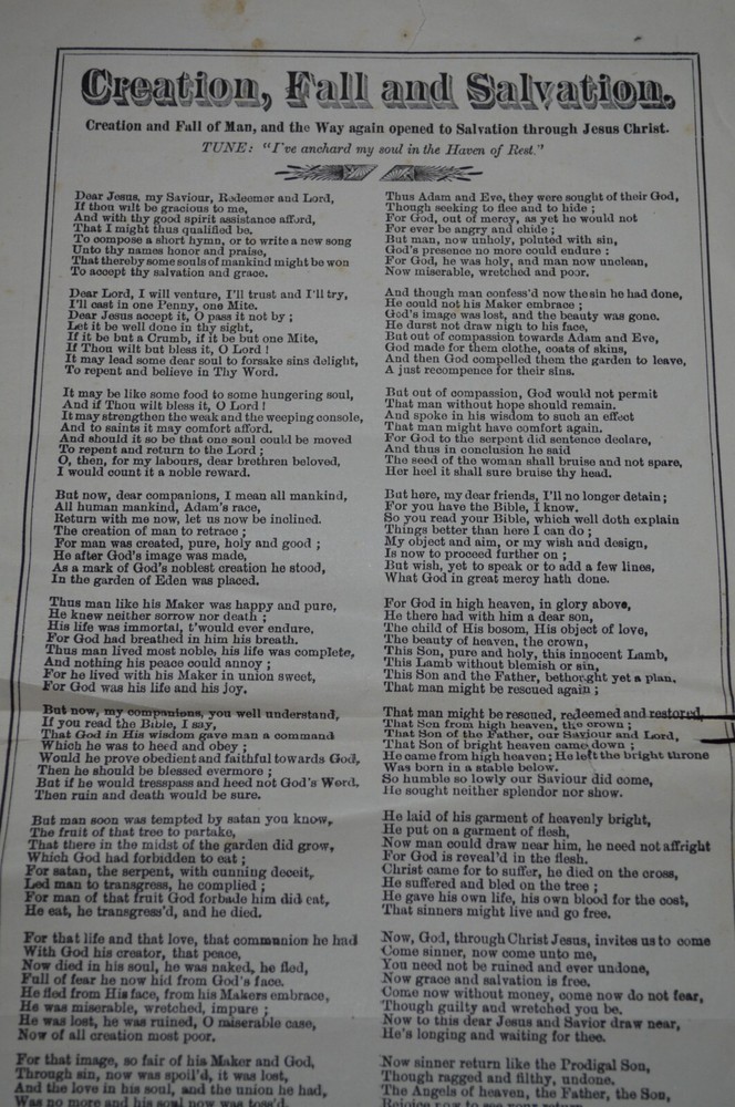 Old Bucks County Fountainville PA Religious Broadside Mennonite Interest