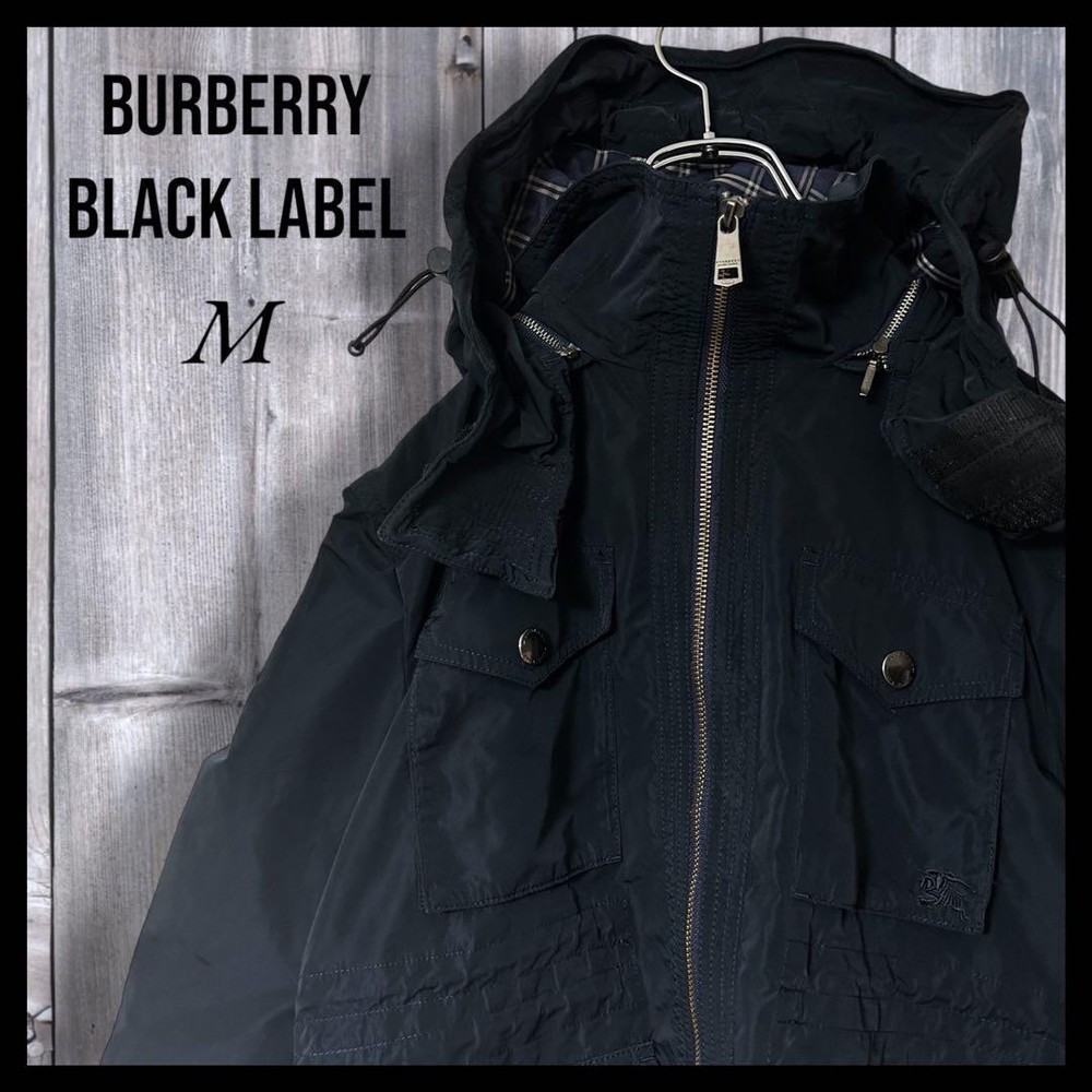 Burberry Black Label Nylon Jacket with Horse Logo Nova Check F/S from Japan
