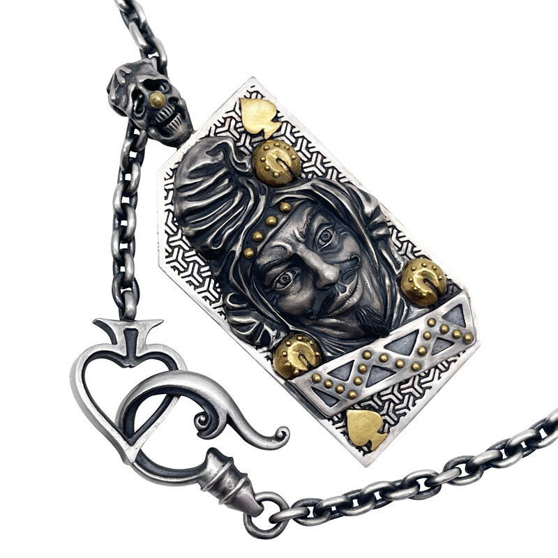 New Handmade Original Design 925 Sterling Silver The Joker Necklace Pendant Mens