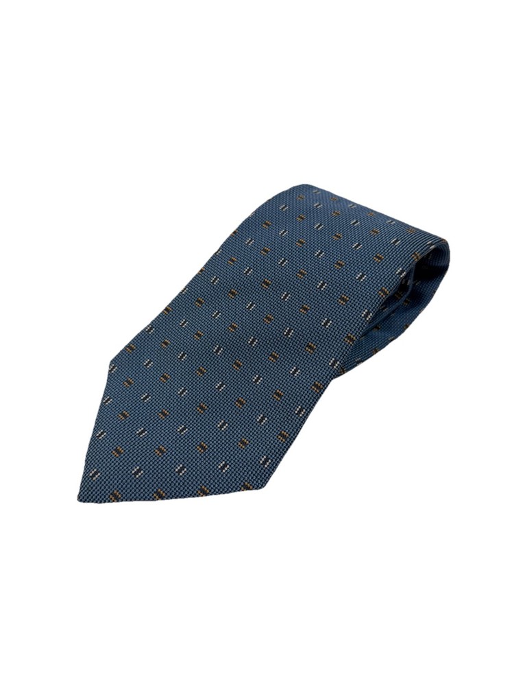 Ermenegildo Zegna Silk Tie blue Geometric Pattern Italy 3.25