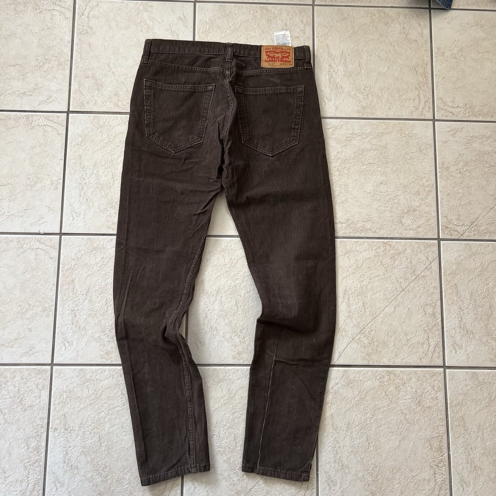 Levis 512 Corduroy Pants Mens 32X31 Brown Slim Straight Casual Cotton Stretch