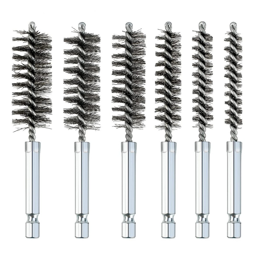 6-Piece Stainless Steel Bore Brush Set with 1/4