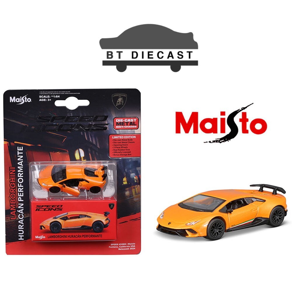 MAISTO SPEED ICONS LAMBORGHINI HURACAN PERFORMANCE 1/64 ORANGE 15700-24 E