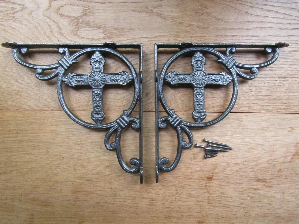 Rustic iron shelf brackets shelving vintage old style fancy decorative shelving