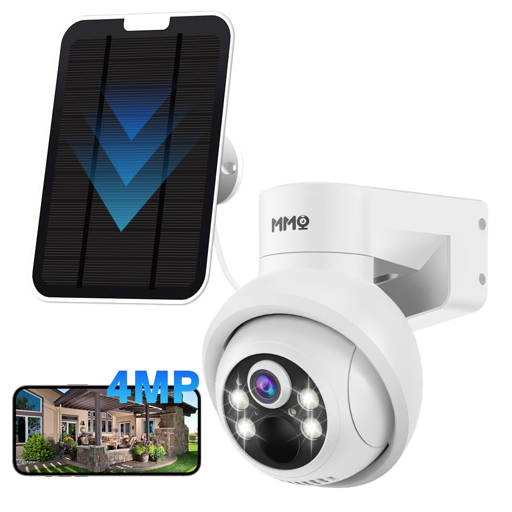 Solar Security Cameras Wireless Outdoor, 4MP PTZ Powered Security Cameras for...