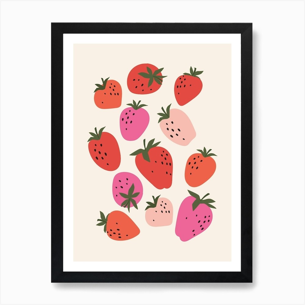 Super Sweet Strawberries Art Print  Framed Wall Art Poster Canvas Print Picture