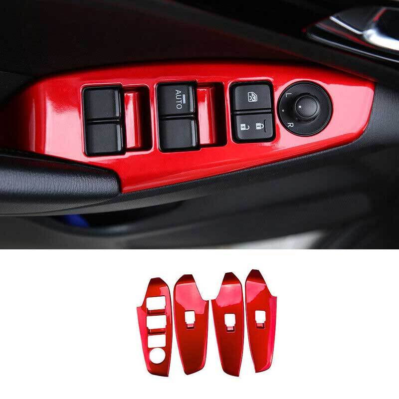 Bright Red Window Lift Lock Switch Panel Trim 4PCS For Mazda 3 Axela 2014-2018