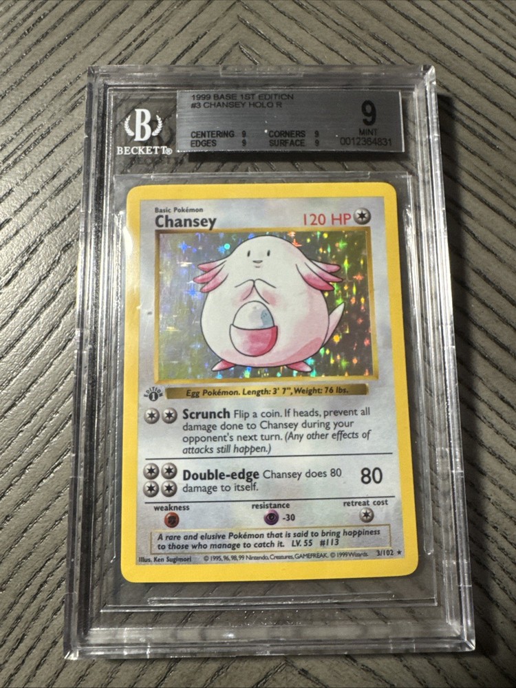 Chansey 003/102 Base Set Shadowless Holo Pokemon Card