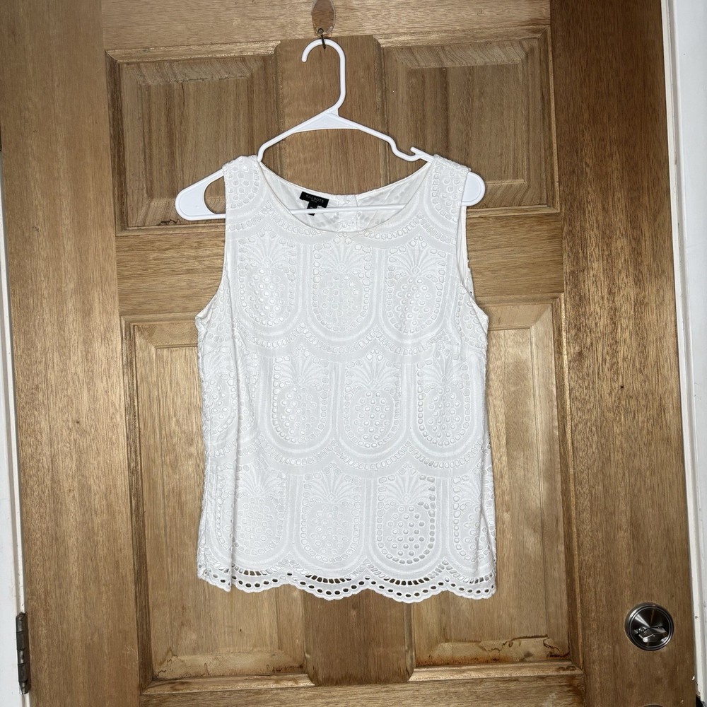 Talbots women’s boho White Sleeveless Blouse size MP