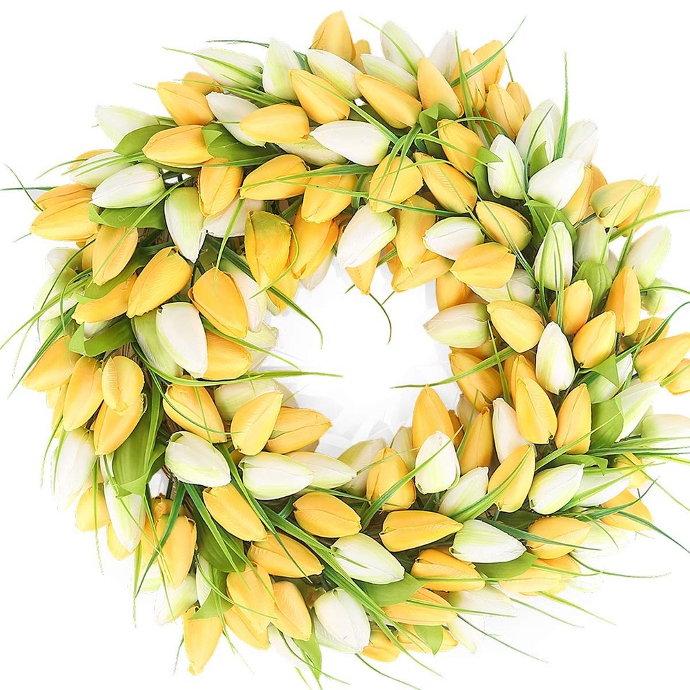 Tulip Wreath 20 Inch for Front Door Summer Fall Large Wreaths Springtime All ...