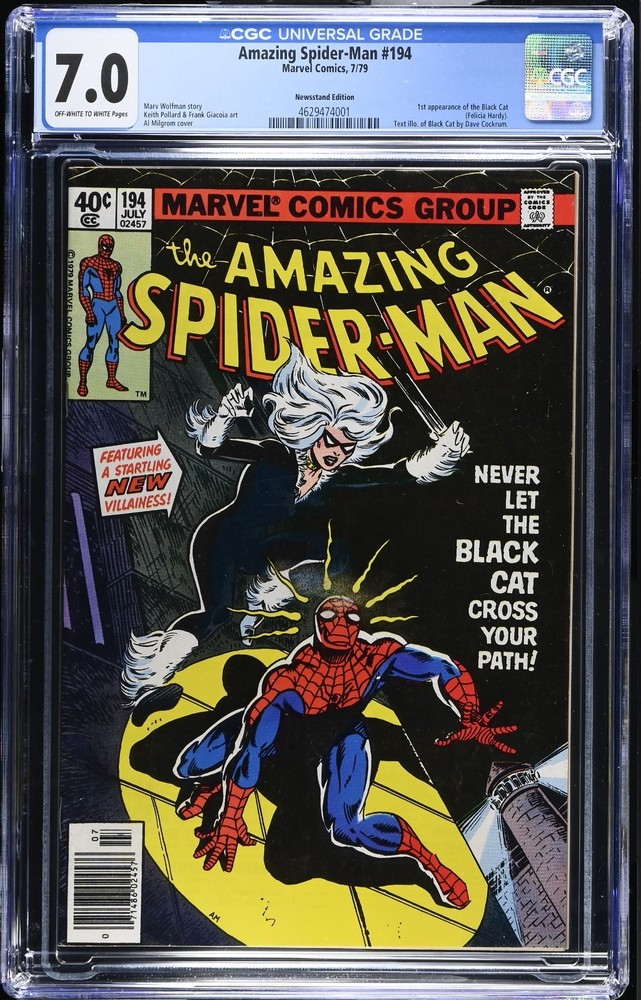 Amazing Spider-Man #194 CGC 7.0 Newsstand Beautiful Book! 1st App Black Cat 1979