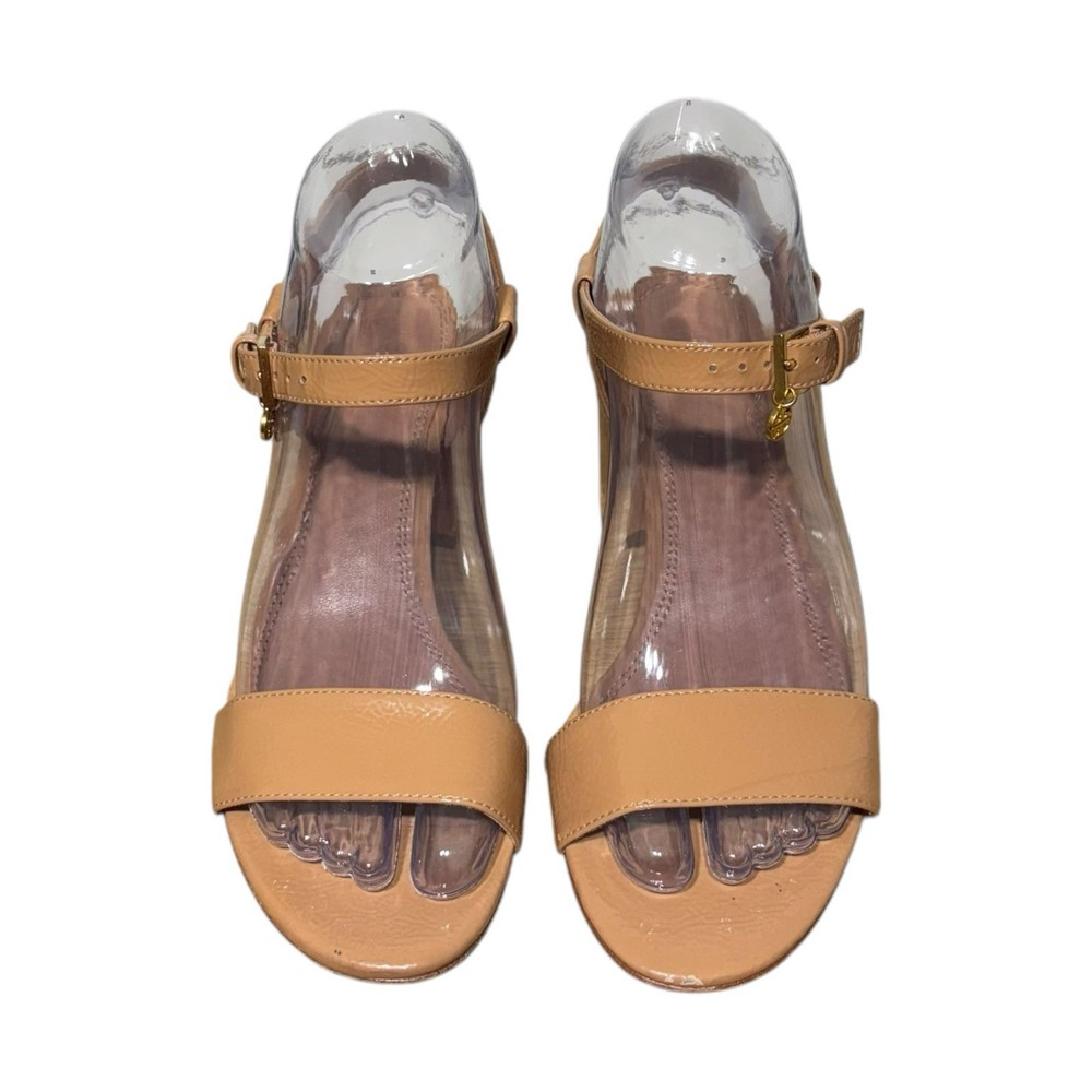 Tory Burch Laurel Ankle Strap Sandal Size 7 Tan Patent Leather