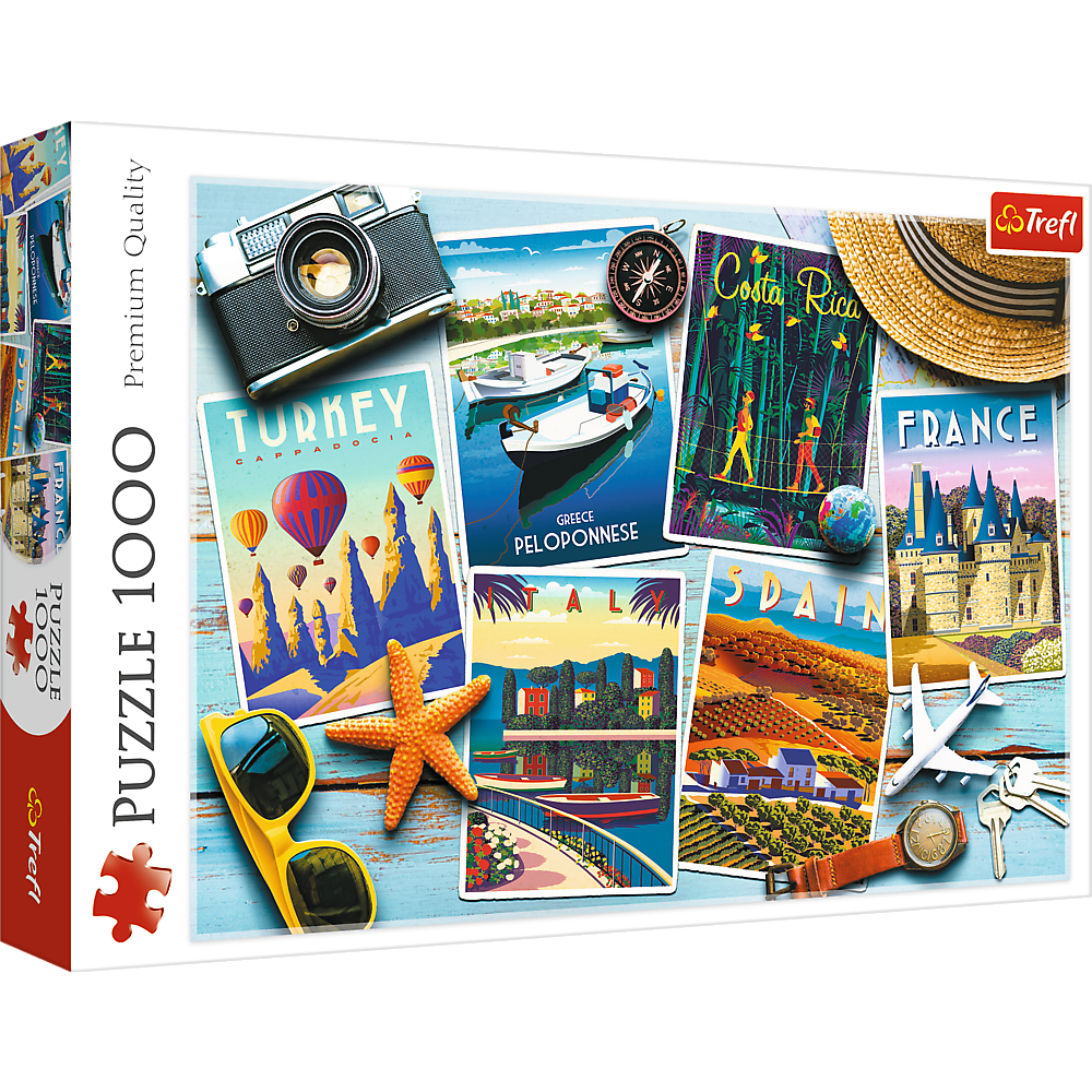 Wooden Puzzle 1000 Piece Holiday Postcards