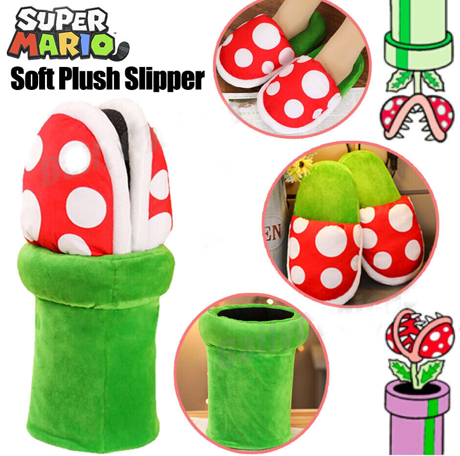 New Super Mario Bros Piranha Flower Plush Slipper Shoes Unisex Cosplay Gifts